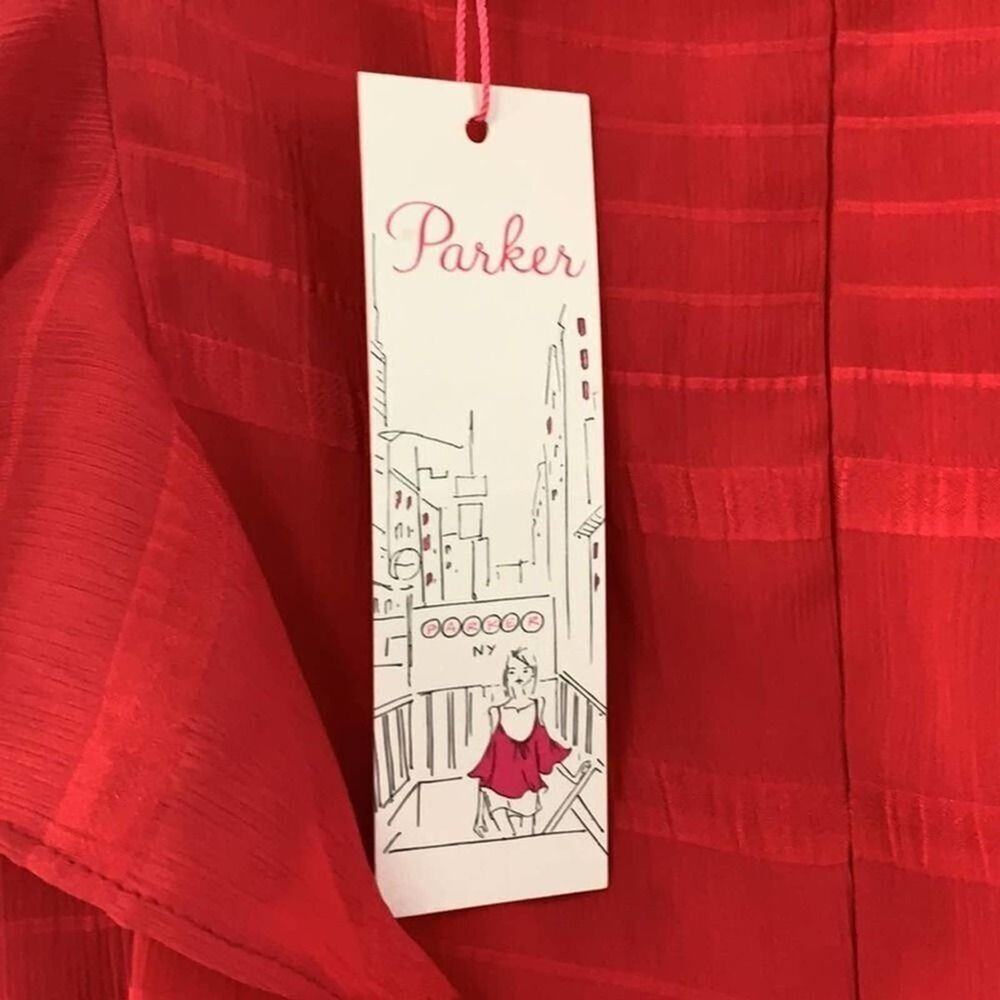 NWT PARKER RUFFLE V NECK HIBISCUS MINI DRESS SZ M‎ - Picture 5 of 8